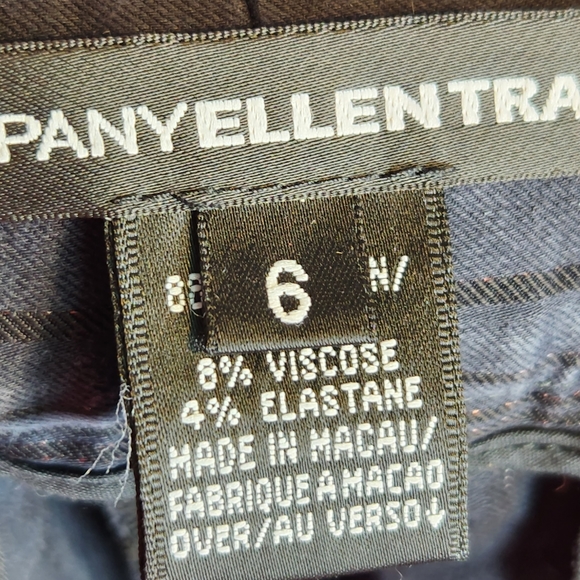 Company Ellen Tracy Navy w/ Sparkly Black Pin Stripes Cuffed Dress Pants Size 6 - Picture 6 of 9